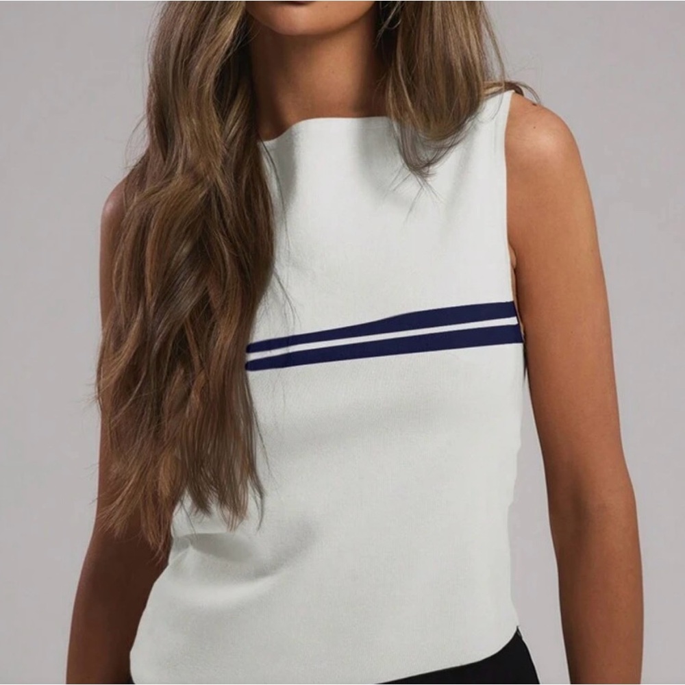 Slash neck knit tank